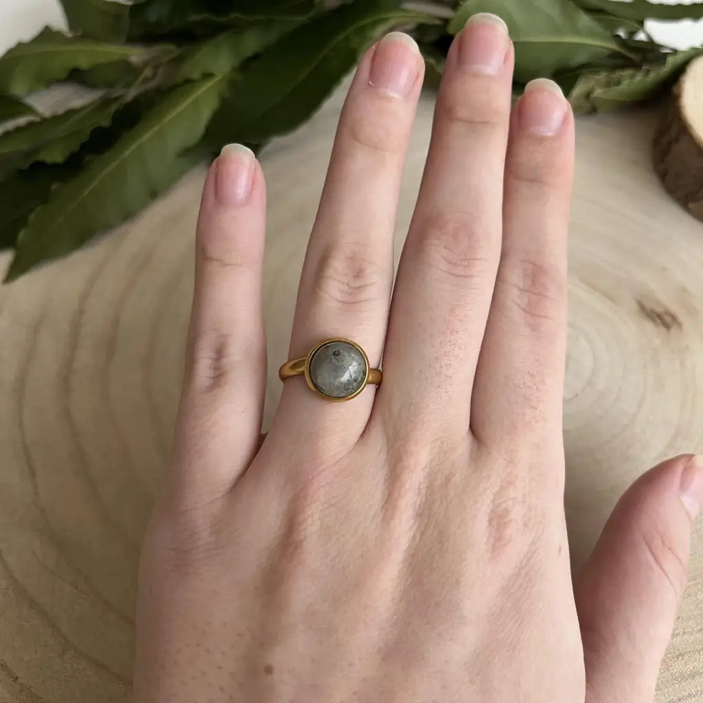 Bague ajustable avec Pierre Naturelle - Labradorite