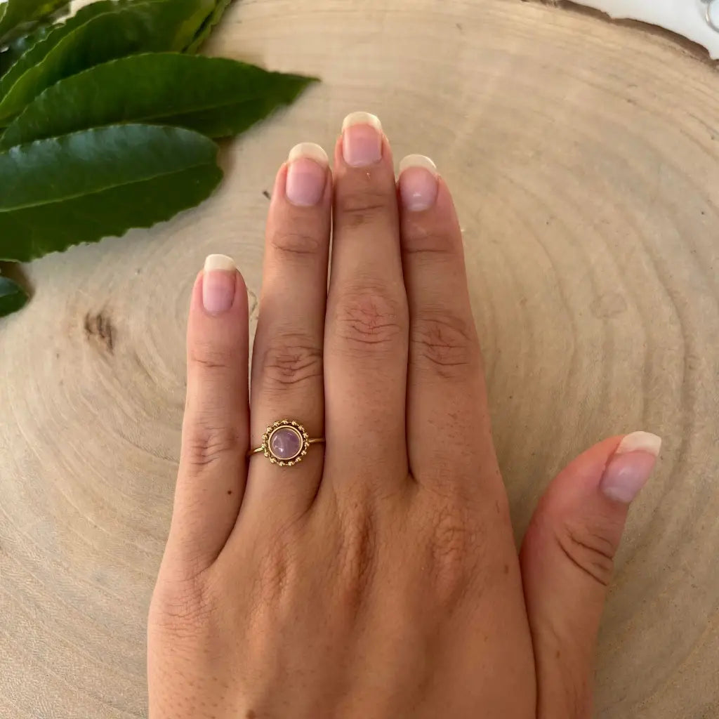 Bague ajustable Solara avec Pierre Naturelle - Améthyste