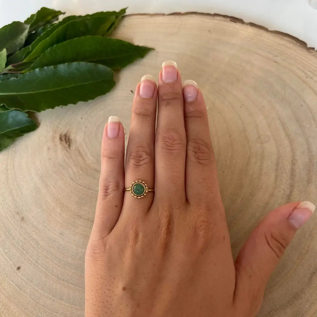 Bague ajustable Solara avec Pierre Naturelle - Aventurine