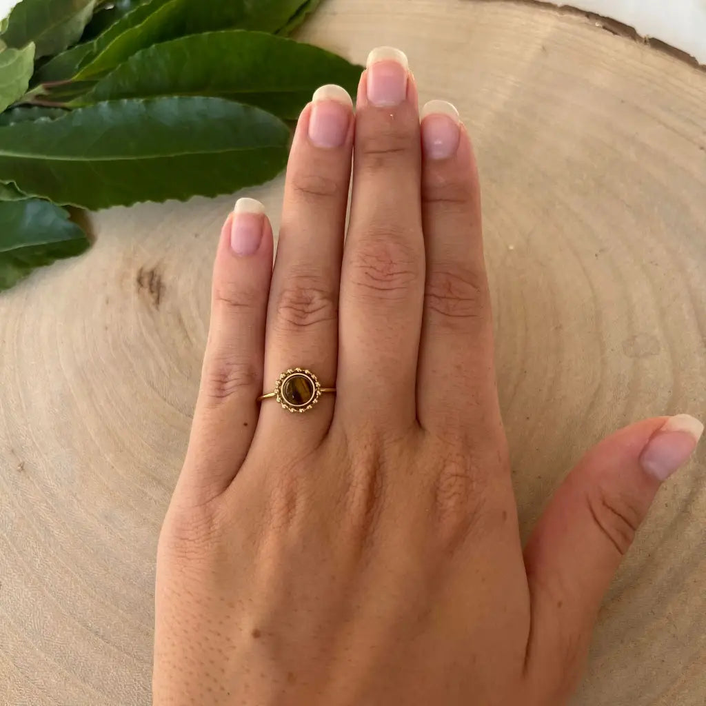 Bague ajustable Solara avec Pierre Naturelle - Oeil