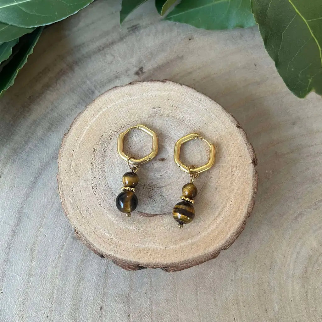 Boucles d’Oreilles Œil de Tigre: Élégance