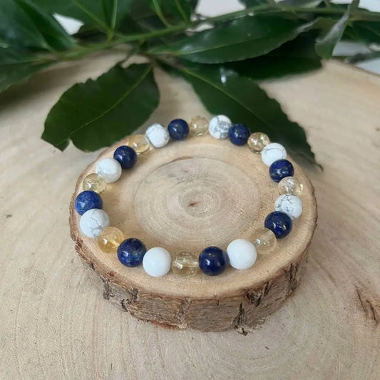 Bracelet Signe Gémeaux: Lapis Lazuli Citrine et Howlite