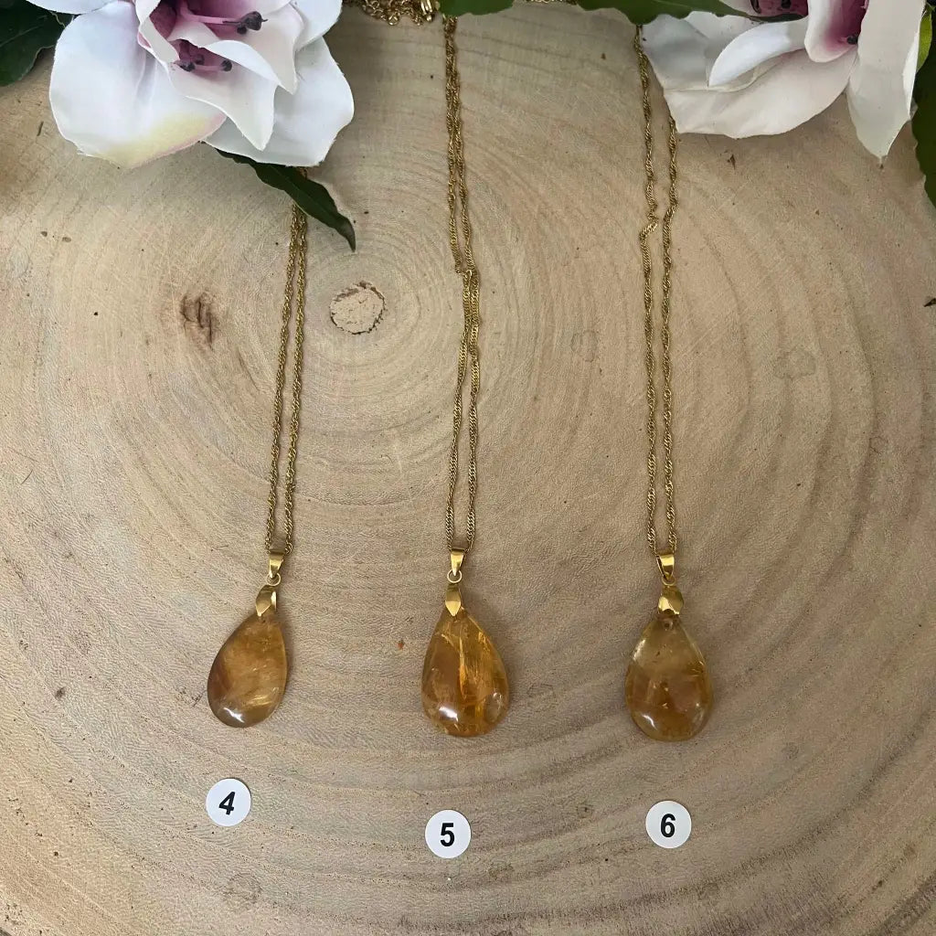 Collier avec Pendentif en pierre Citrine - Collier pendentif