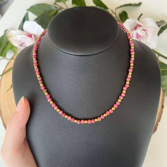 Collier Eden Rhodochrosite - Or / 40/45 cm - bijoux pierre