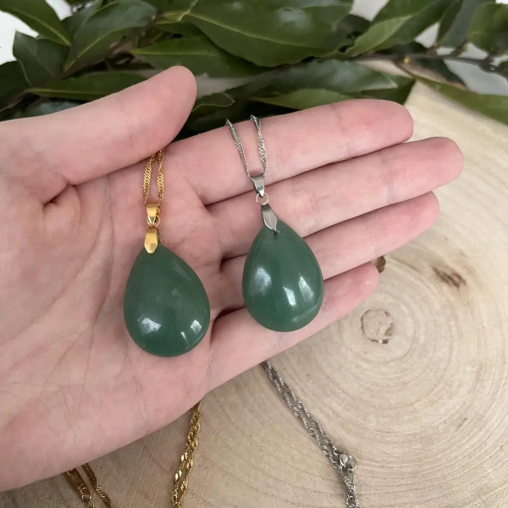 Collier Pendentif Aventurine Verte - Or