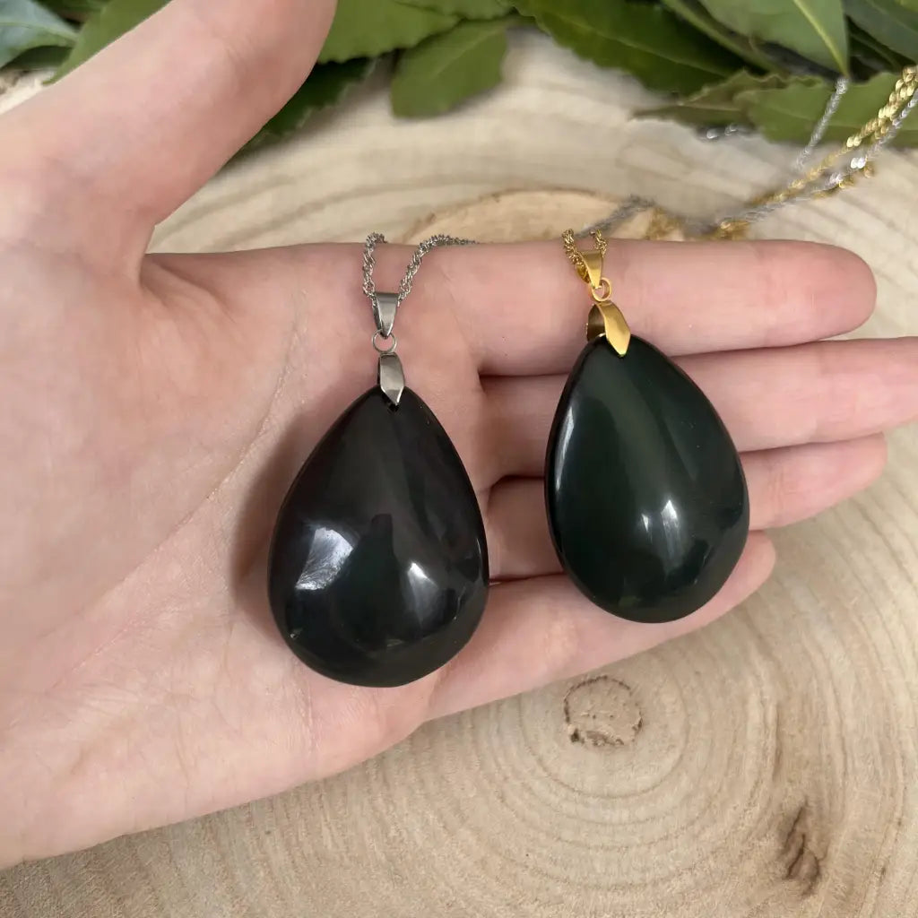 Collier Pendentif en Obsidienne Œil Céleste - Or / Grande