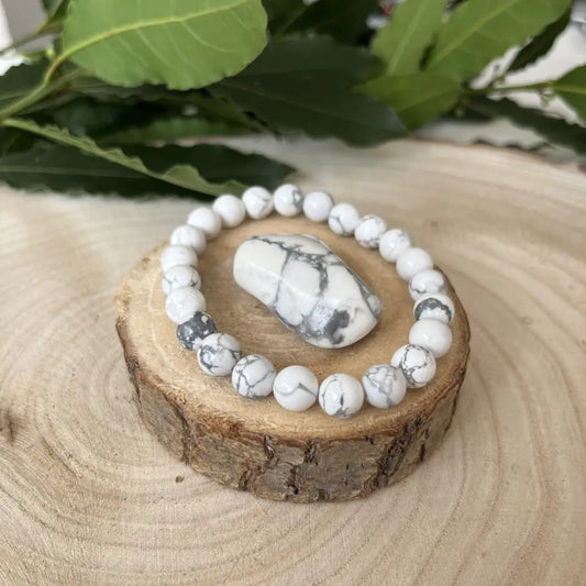 Duo Howlite Bracelet-Perle et Pierre pour Harmoniser Votre