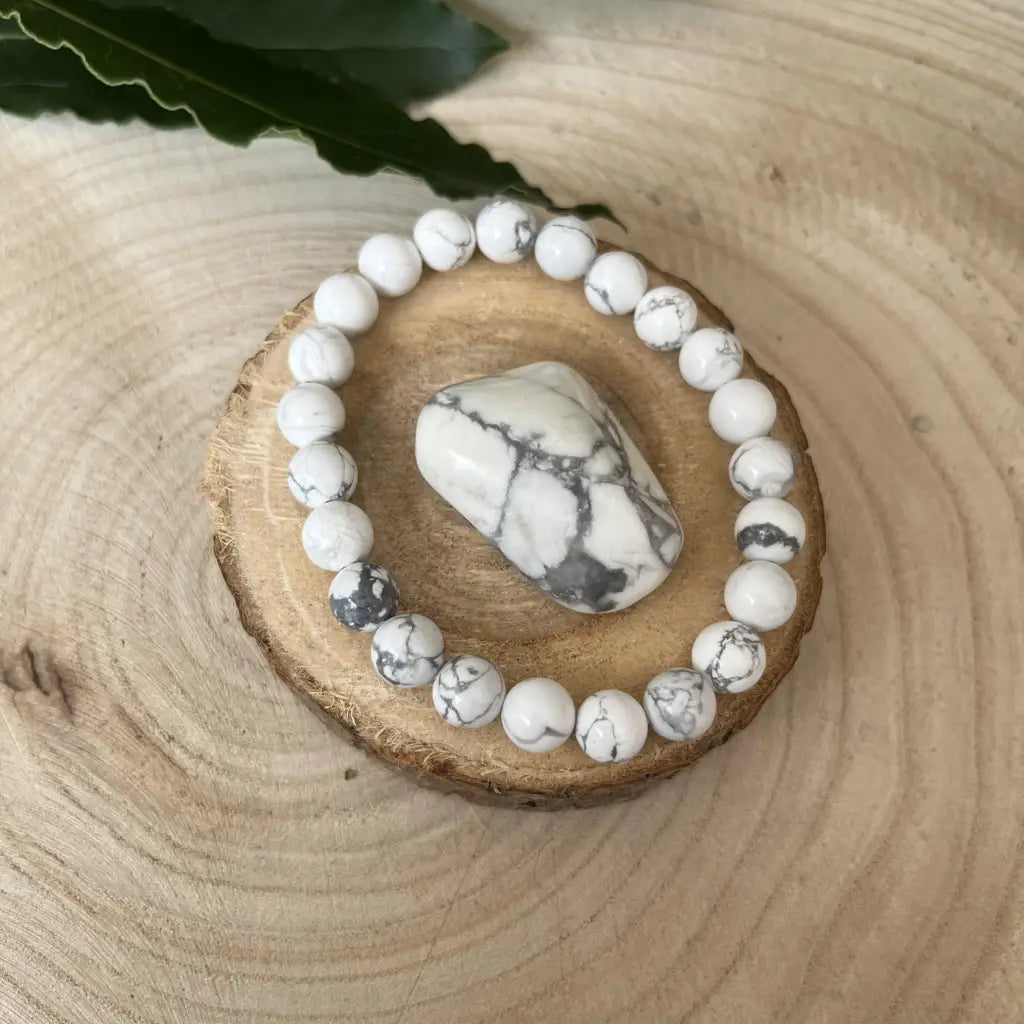 Duo Howlite Bracelet-Perle et Pierre pour Harmoniser Votre