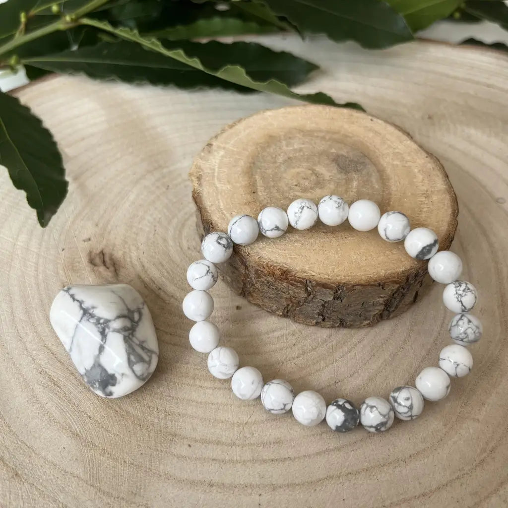 Duo Howlite Bracelet-Perle et Pierre pour Harmoniser Votre