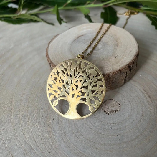 Grand Pendentif Arbre de Vie en Acier Inoxydable - Collier